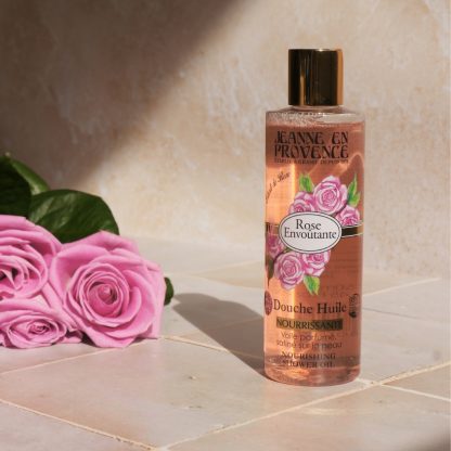 Huile de douche nourrissante & voile parfumé Rose envoûtante Jeanne en Provence 250 ml made in France