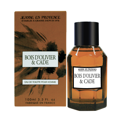 Étui et eau de toilette Homme Jeanne en Provence Bois d'olivier & Cade 100 ml fabriqué en France