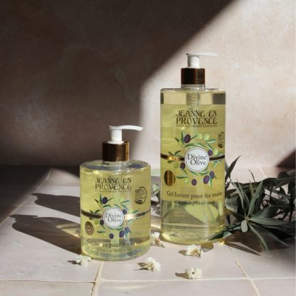 Gel lavant pour les mains 500 ml et 1 L gamme Divine Olive Jeanne en Provence made in France