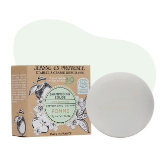 PNG boîte shampoing solide Pomme BIO Jeanne en Provence avec les tâches animés