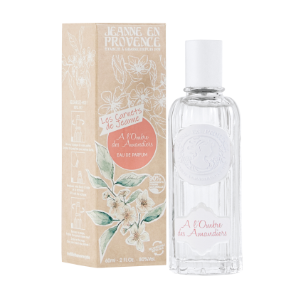 Boîte et eau de parfum rechargeable Jeanne en Provence À l'ombre des amandiers 60 ml made in France