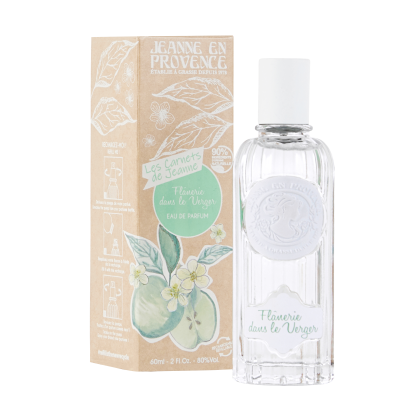 Boîte et eau de parfum rechargeable Jeanne en Provence Flânerie dans le Verger 60 ml made in France